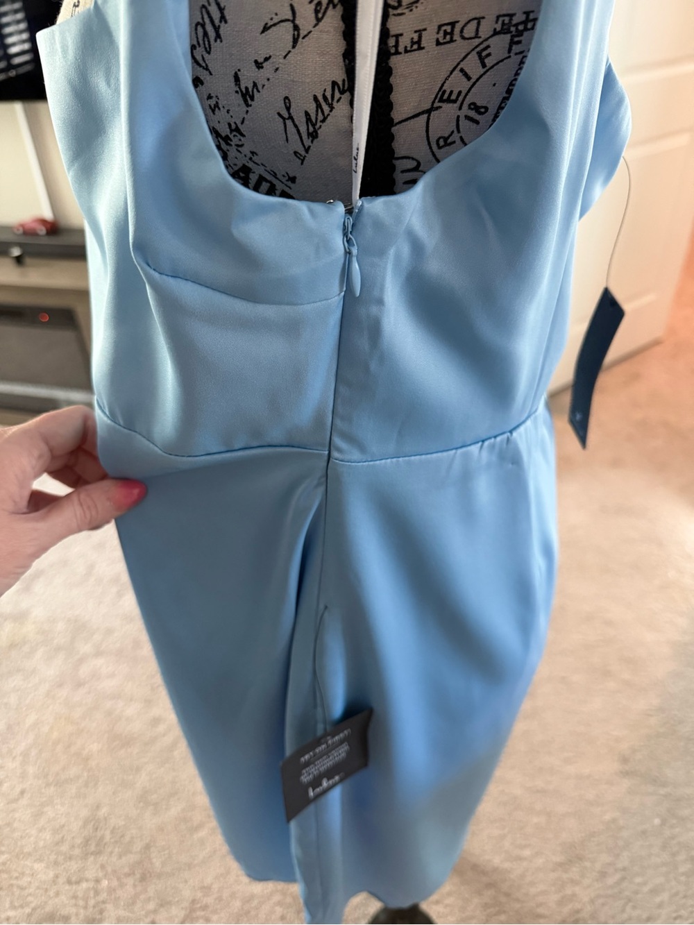NWT Lulus Truly the Cutest Light Blue Satin Square Neck Mini Dress - Size XL - Picture 8 of 10